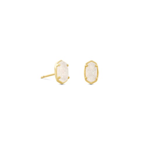 Kendra Scott Emilie Gold Stud Earrings Iridescent Drusy