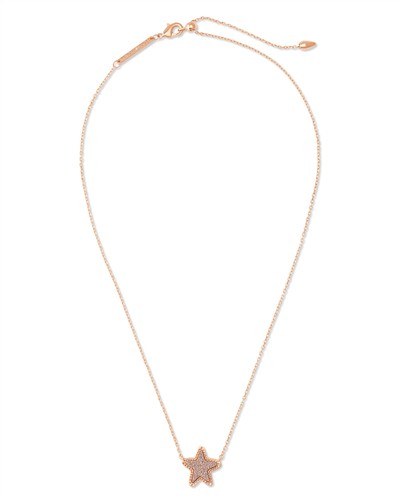 Kendra Scott Jae Star Rose Gold Pendant Necklace in Rose Gold Drusy