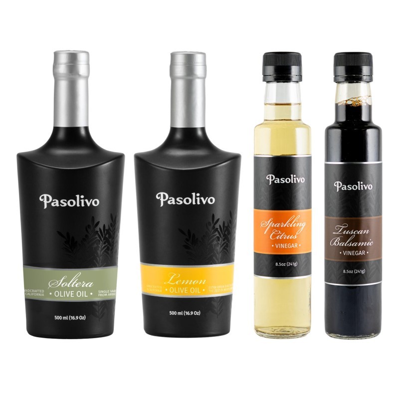 Extra Virgin Olive Oil, Lemon Olive Oil 500mL & Sparkling Citrus Vinegar, Tuscan Balsamic 8.5oz