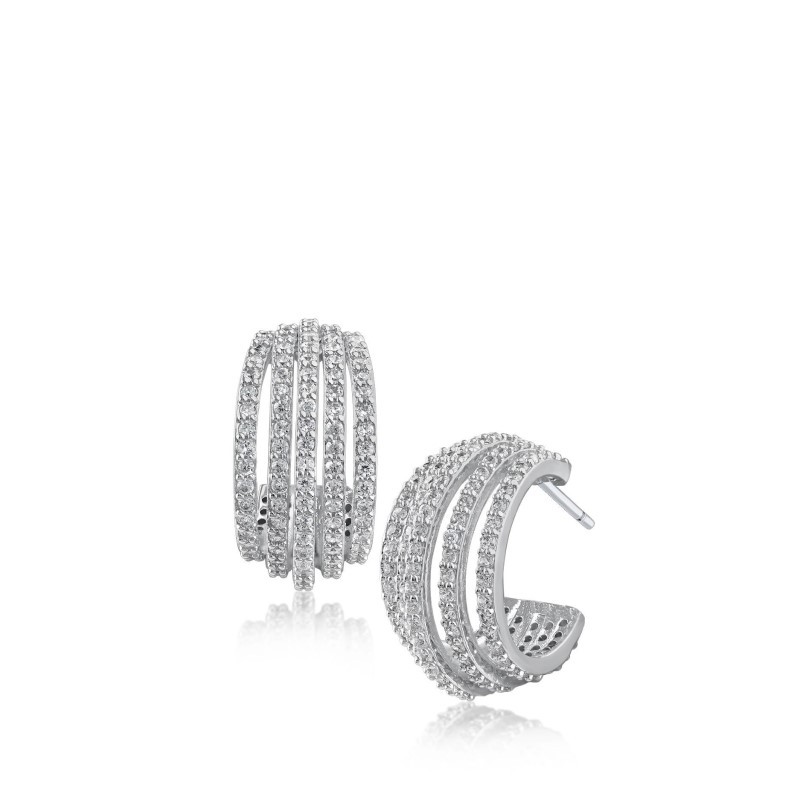 CZ by Kenneth Jay Lane Pave Curved Earrings