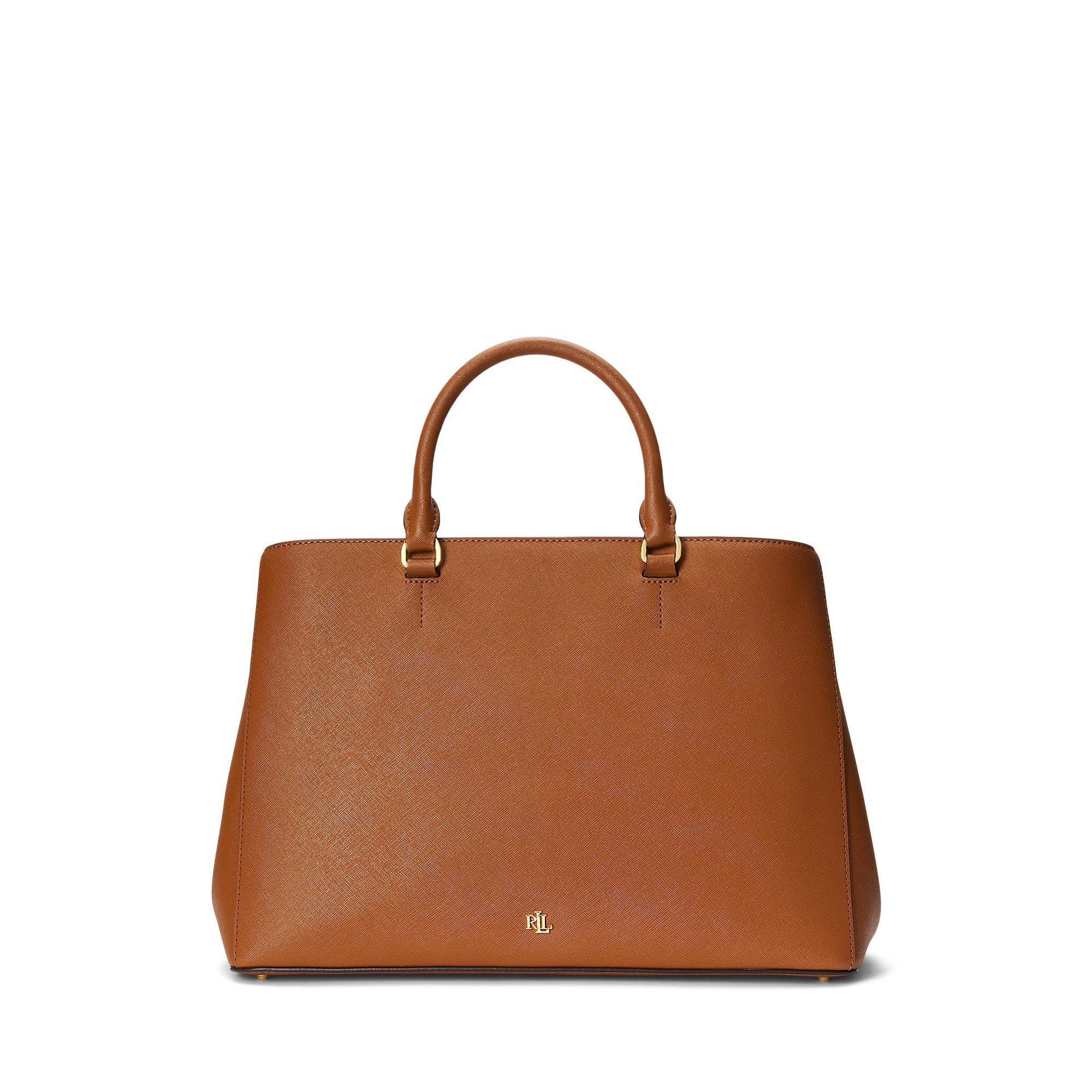 Hanna Crosshatch Large Leather Satchel Tan