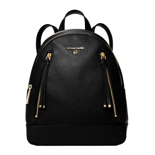 Michael Kors Brooklyn Medium Pebbled Leather Backpack, Black