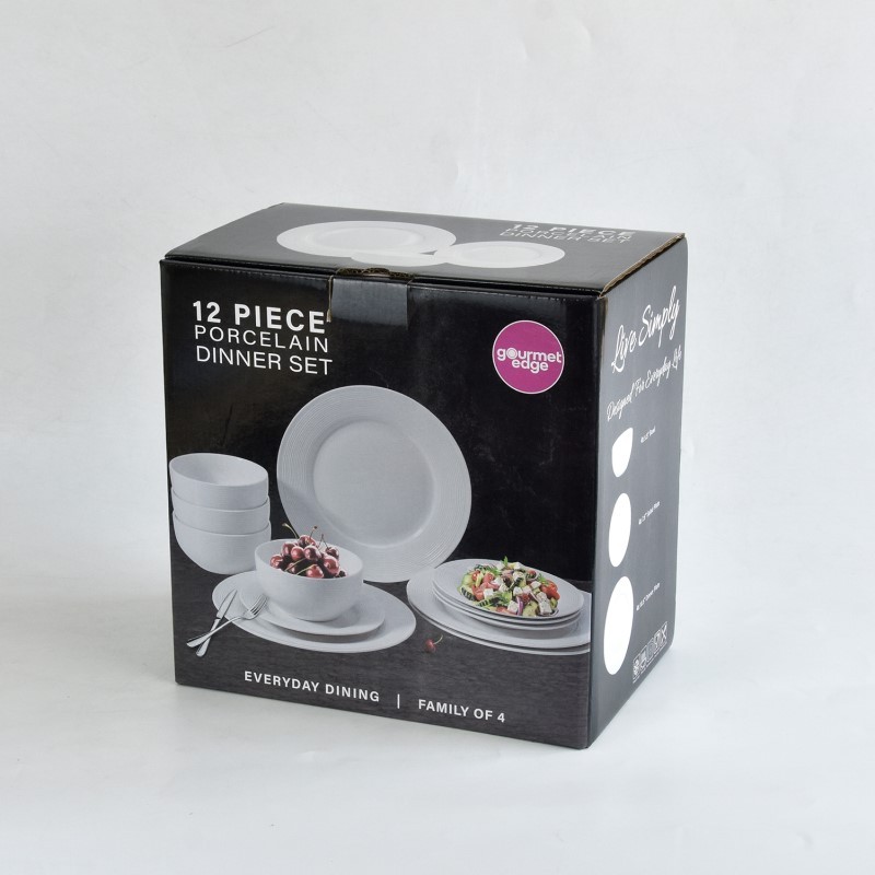 12 Pcs Embossed Dinnerware Set