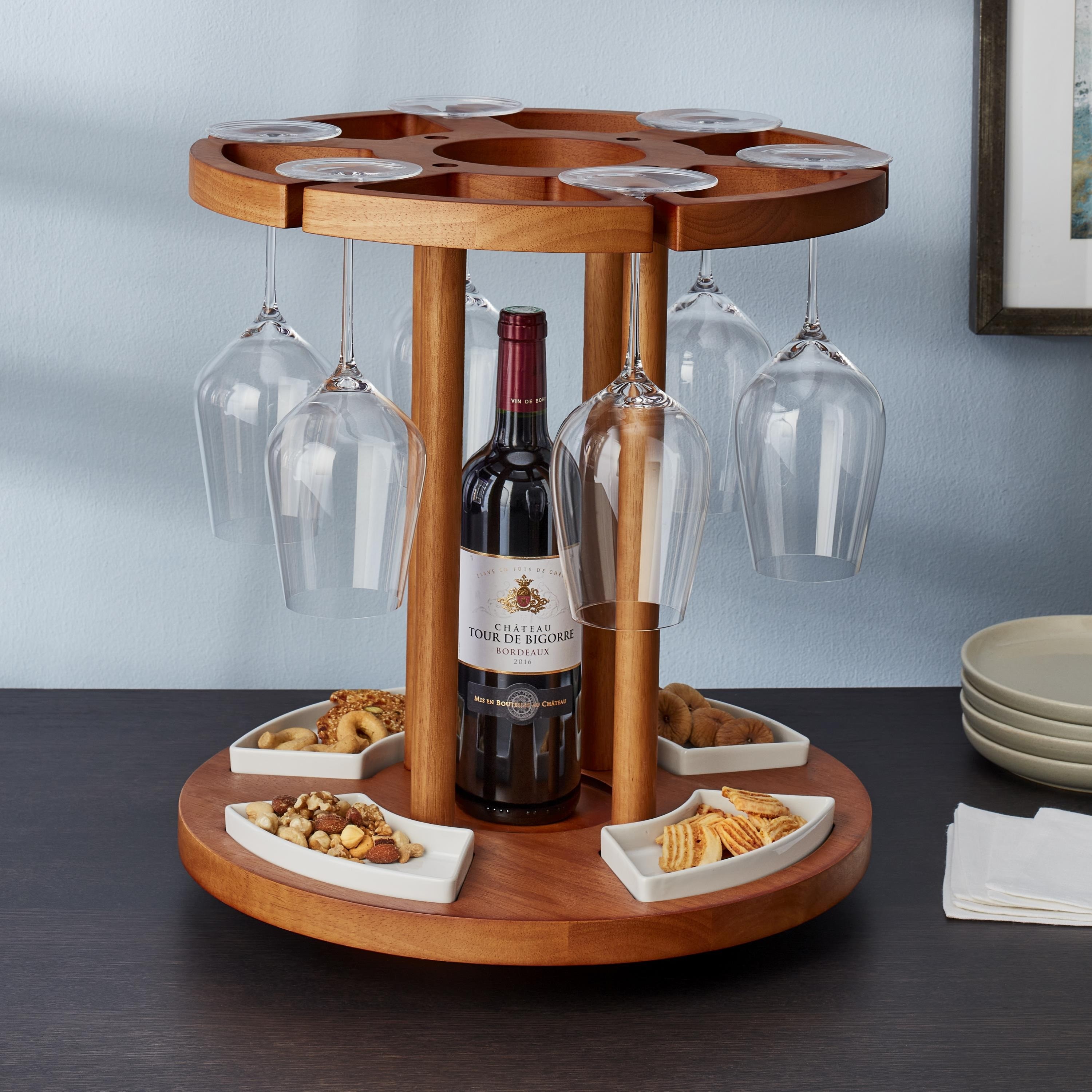 Wine Serving Carousel with Spinning Snack Tray