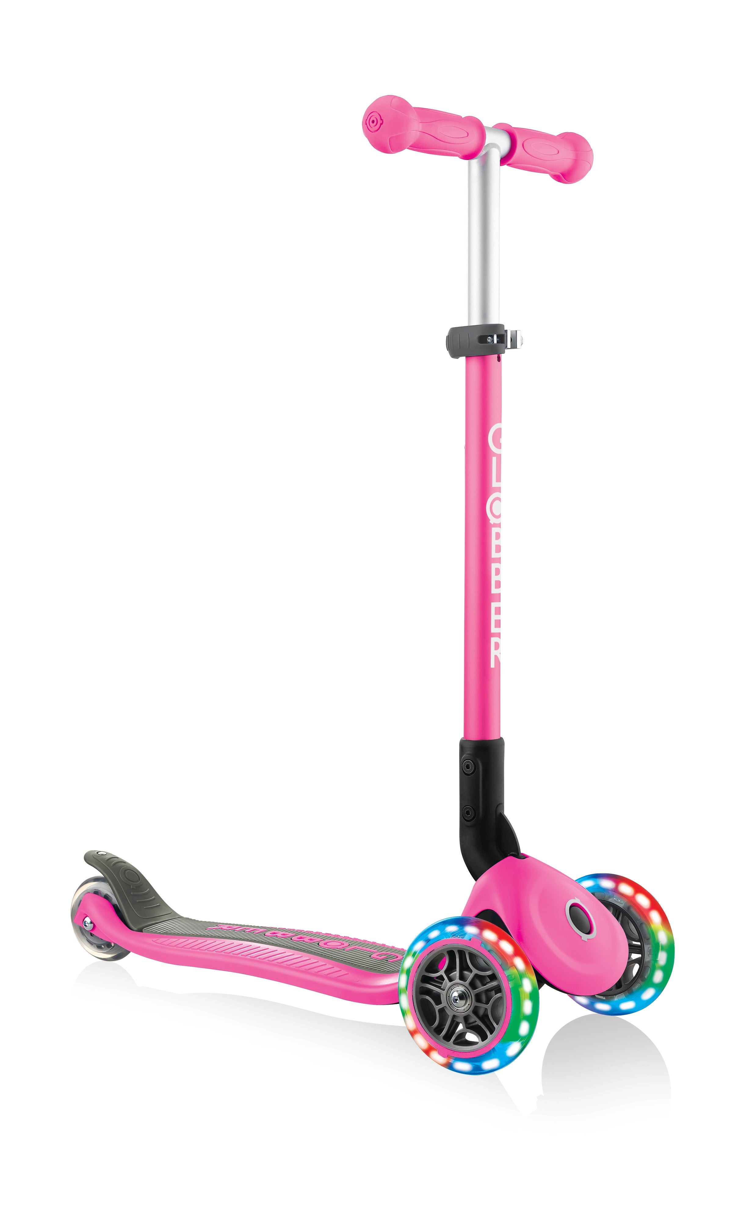 PRIMO Foldable Youth Scooter w/ Lights Neon Pink