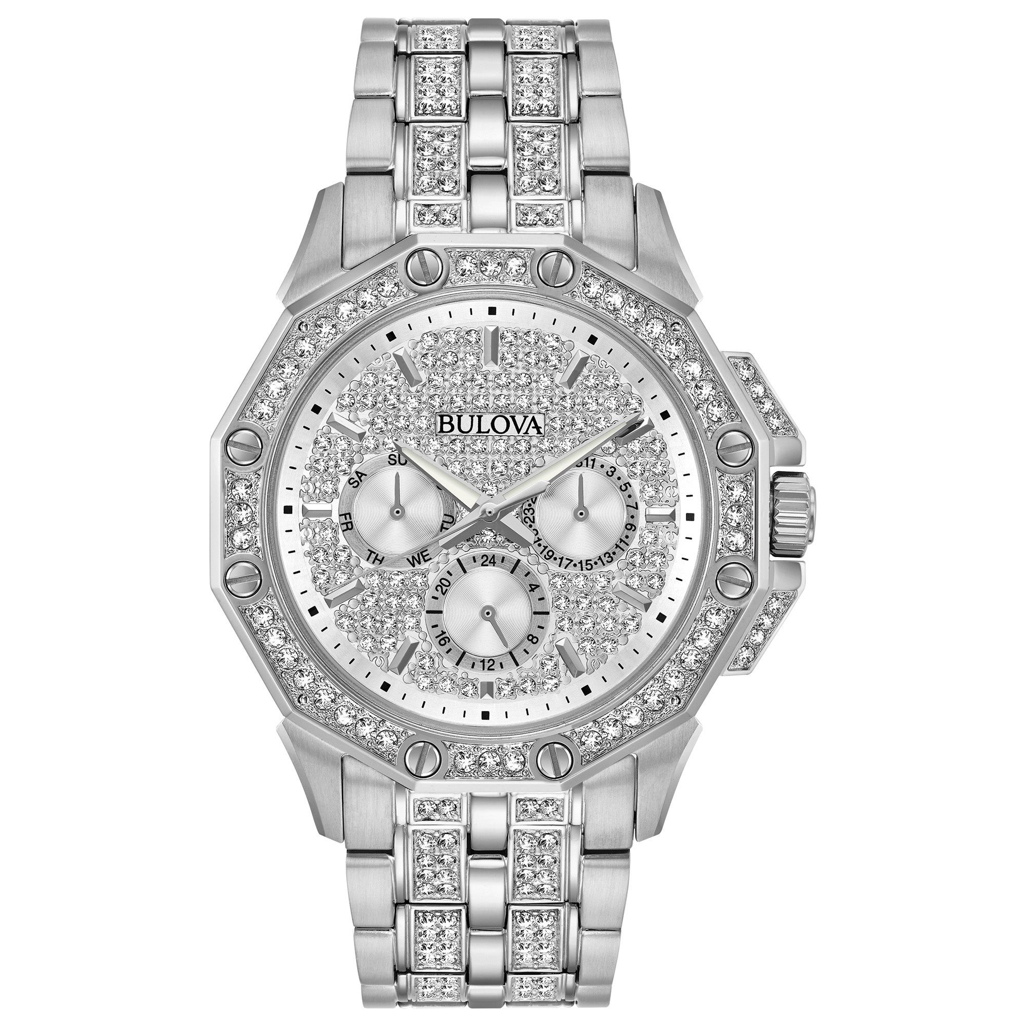 Mens Octava Silver Swarovski Crystal Watch