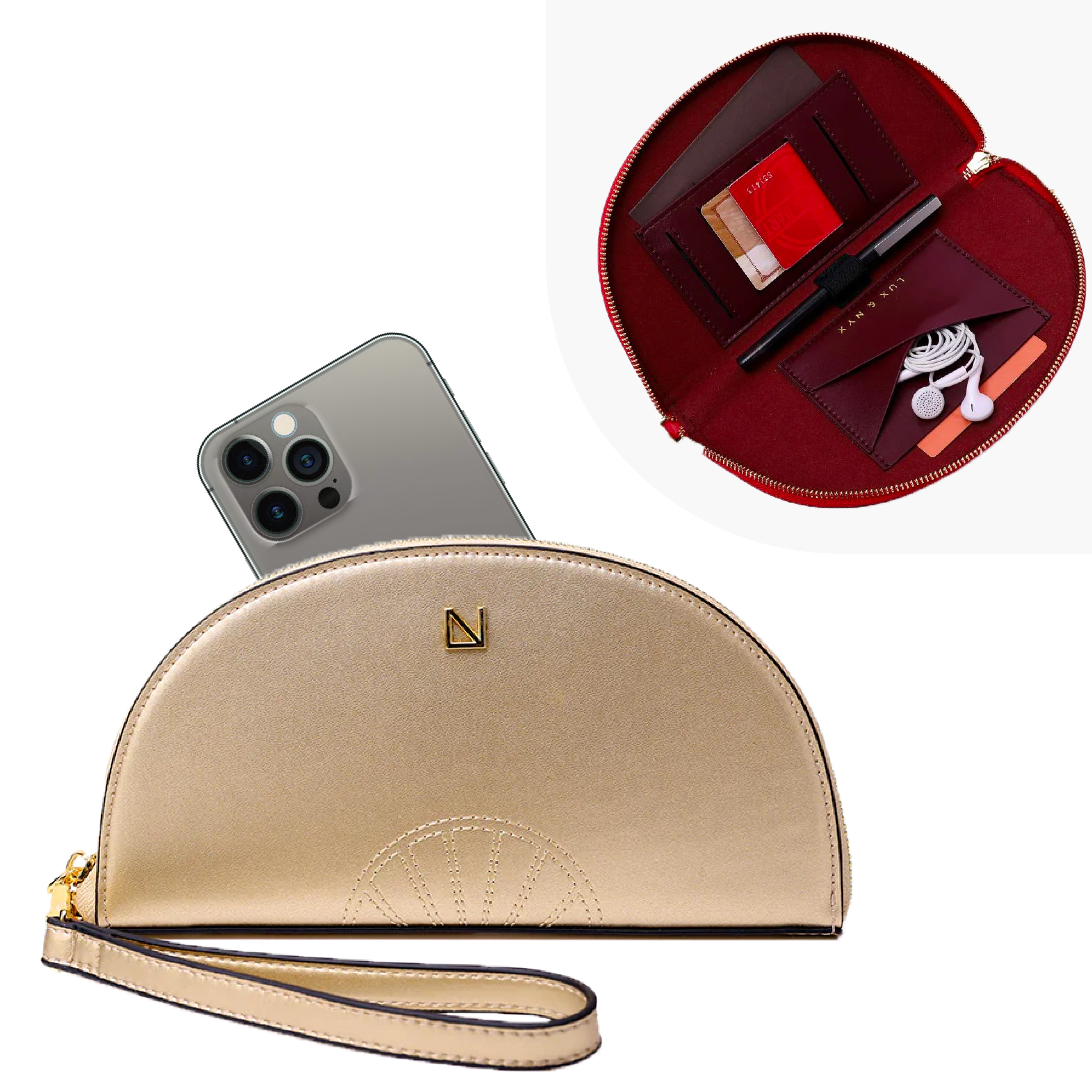 Cellphone Wristlet Wallet - Little Fan Bag - (Gold)