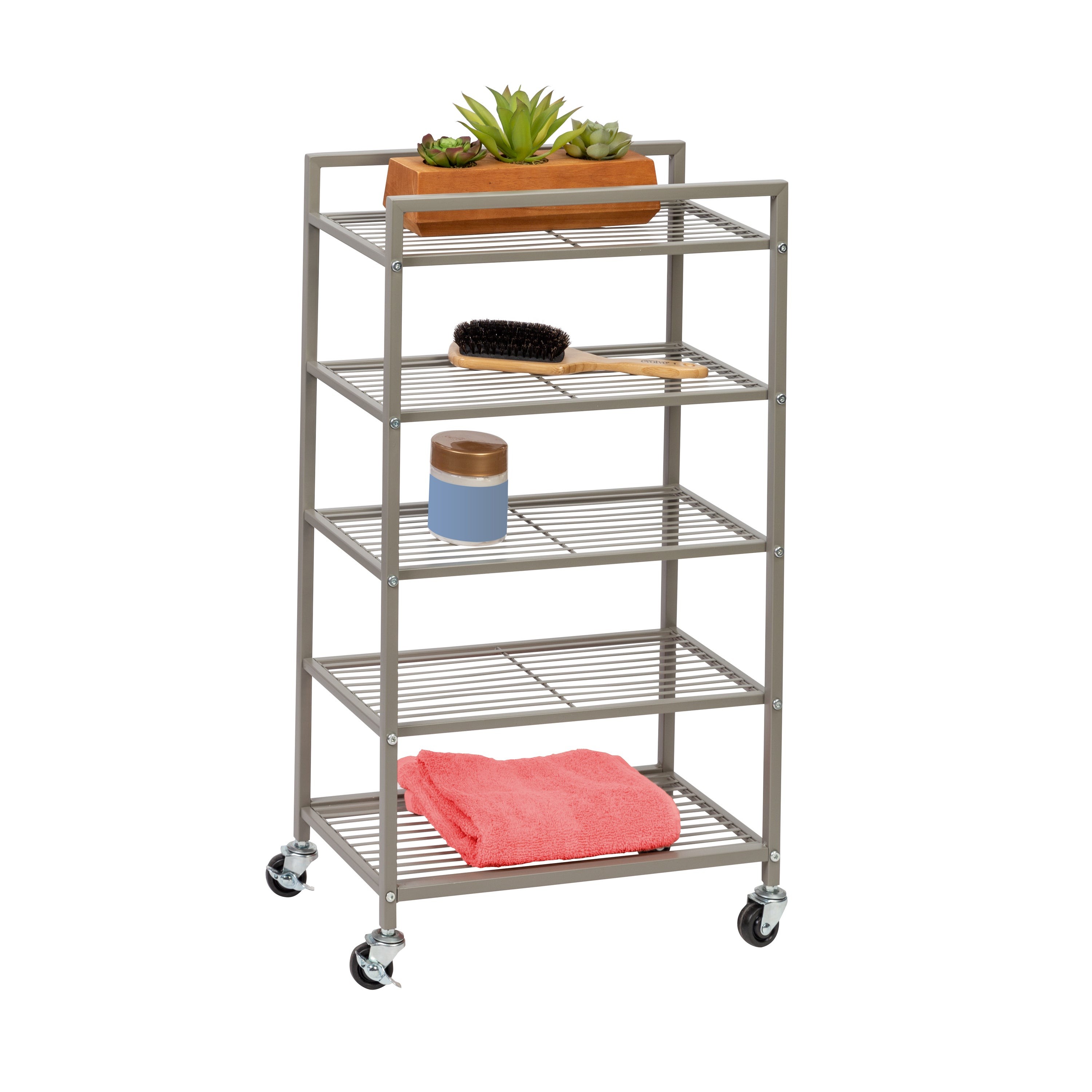 Rolling Bathroom Steel Storage Cart 5 Tiers