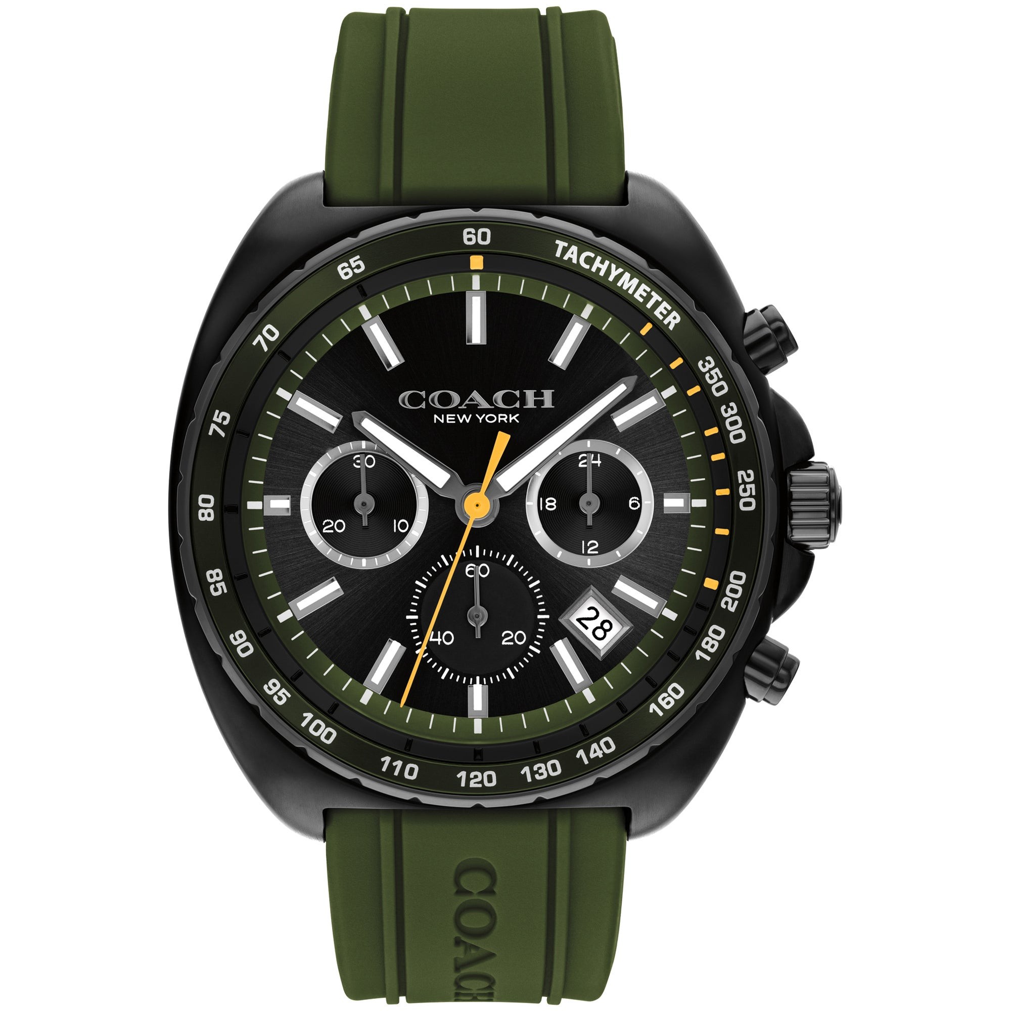 Men's Charter Chronograph Green Silicone Strap Watch, Green Dial