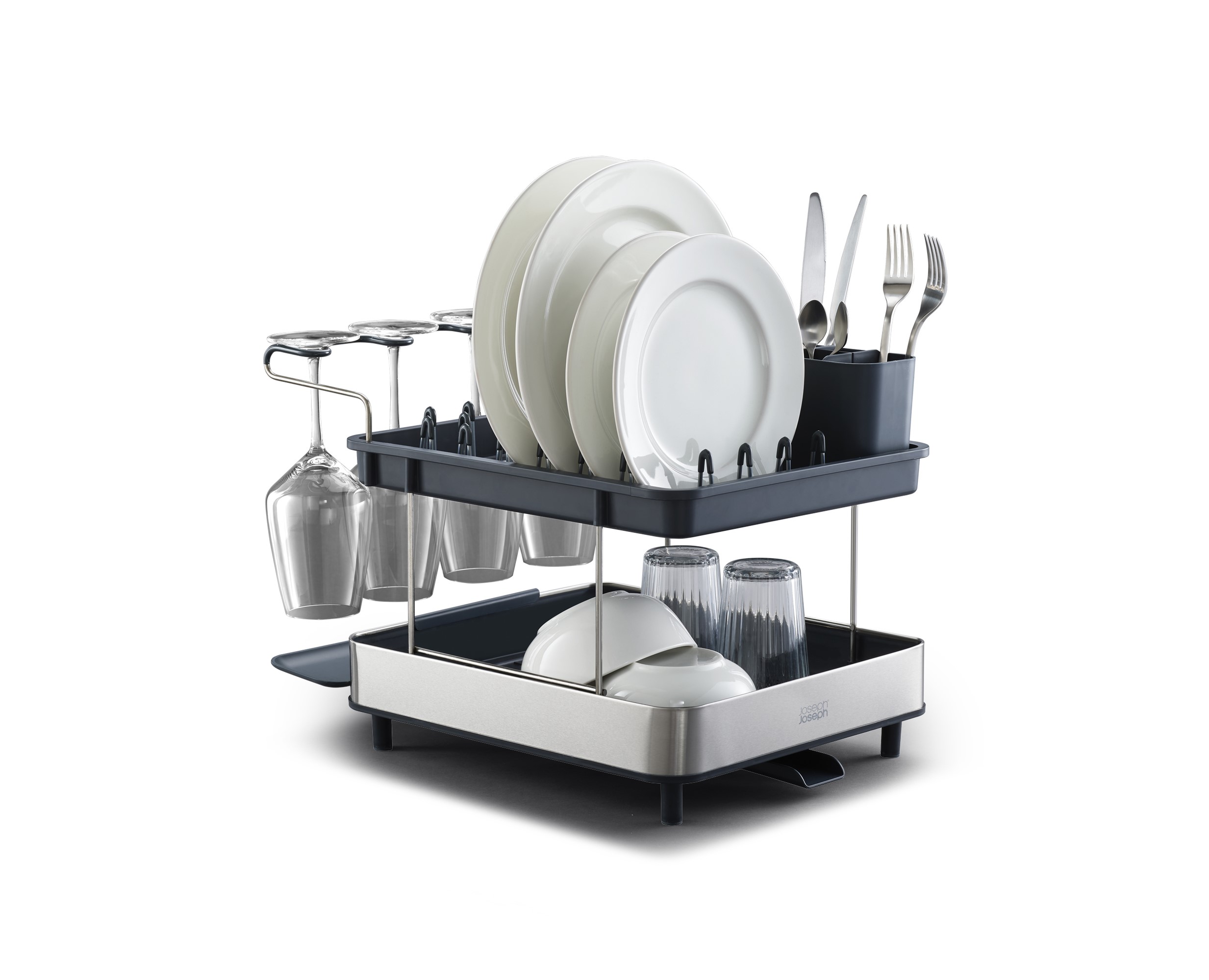 Excel Steel 2-Tier Dish Rack - (Grey)