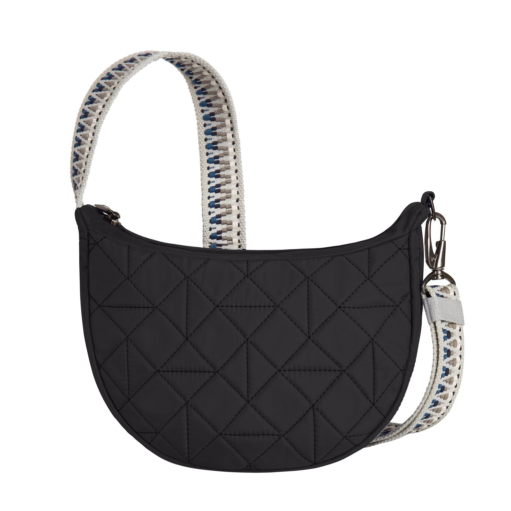 Boho Anti-Theft Crescent Crossbody Geo Black