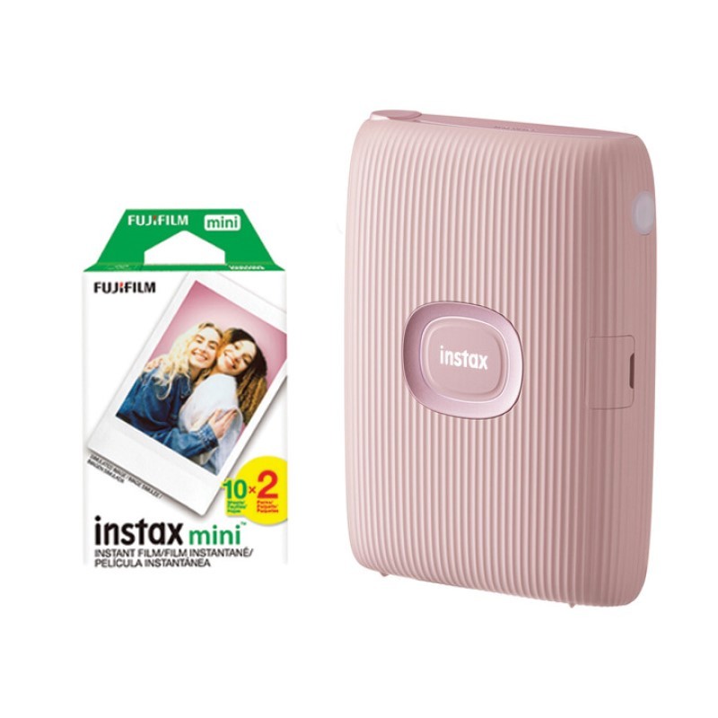 Instax Mini Link 2 Smartphone Printer with 20 Pack Film Kit, Soft Pink
