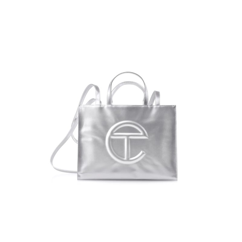 TELFAR SILVER LARGE SHOPPING BAG