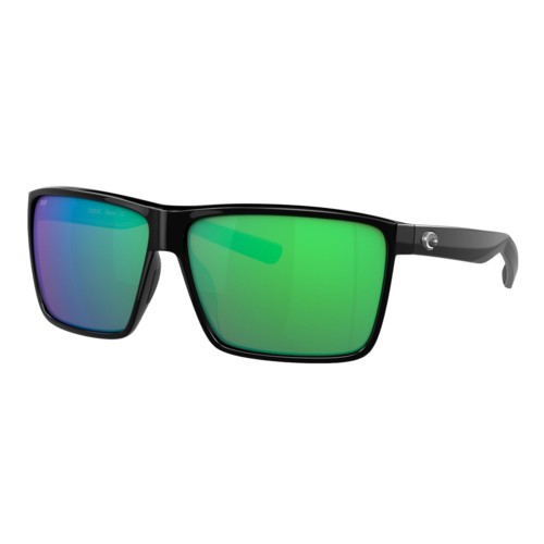 Costa Rincon Sunglasses Shiny Black/Green Mirror 580P, Size 63 frame