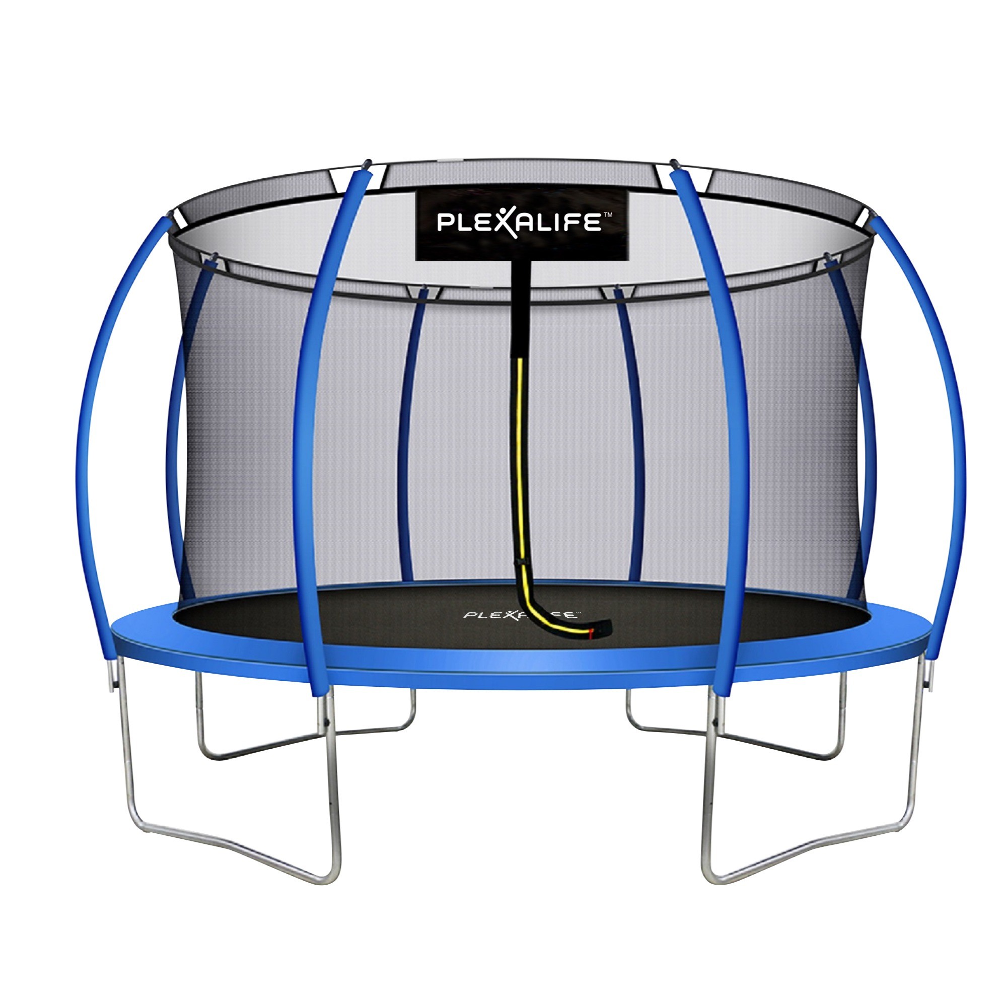Plexalife Pumpkin Shaped Outdoor Trampoline Set with Frame Safety Enclosure 12 FT Blue