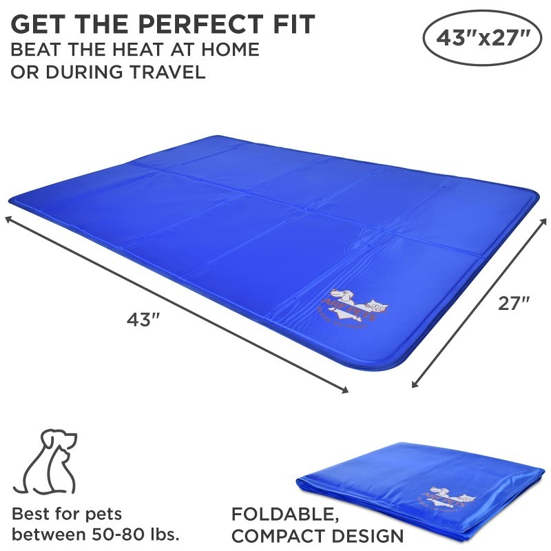 Dog Cooling Mat 27Inchx43Inch, Durable, Non-Toxic Gel Dog Bed Mat for KC&B