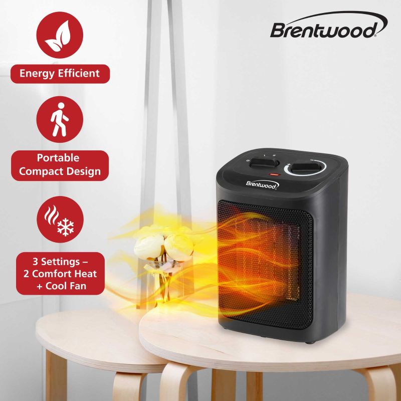 1500-Watt Portable Ceramic Space Heater and Fan - Black