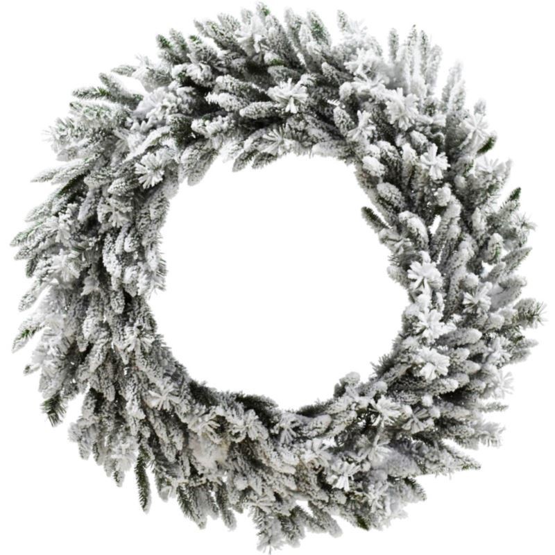 Fraser Hill  36" Silverado Pine White Flocked Wreath with Attached Pinecones