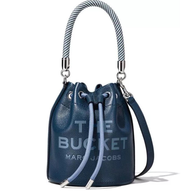 Blue Sea Red Leather Bucket bag