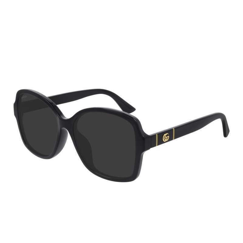 Women's Shiny Black Rectangular Sunglasses