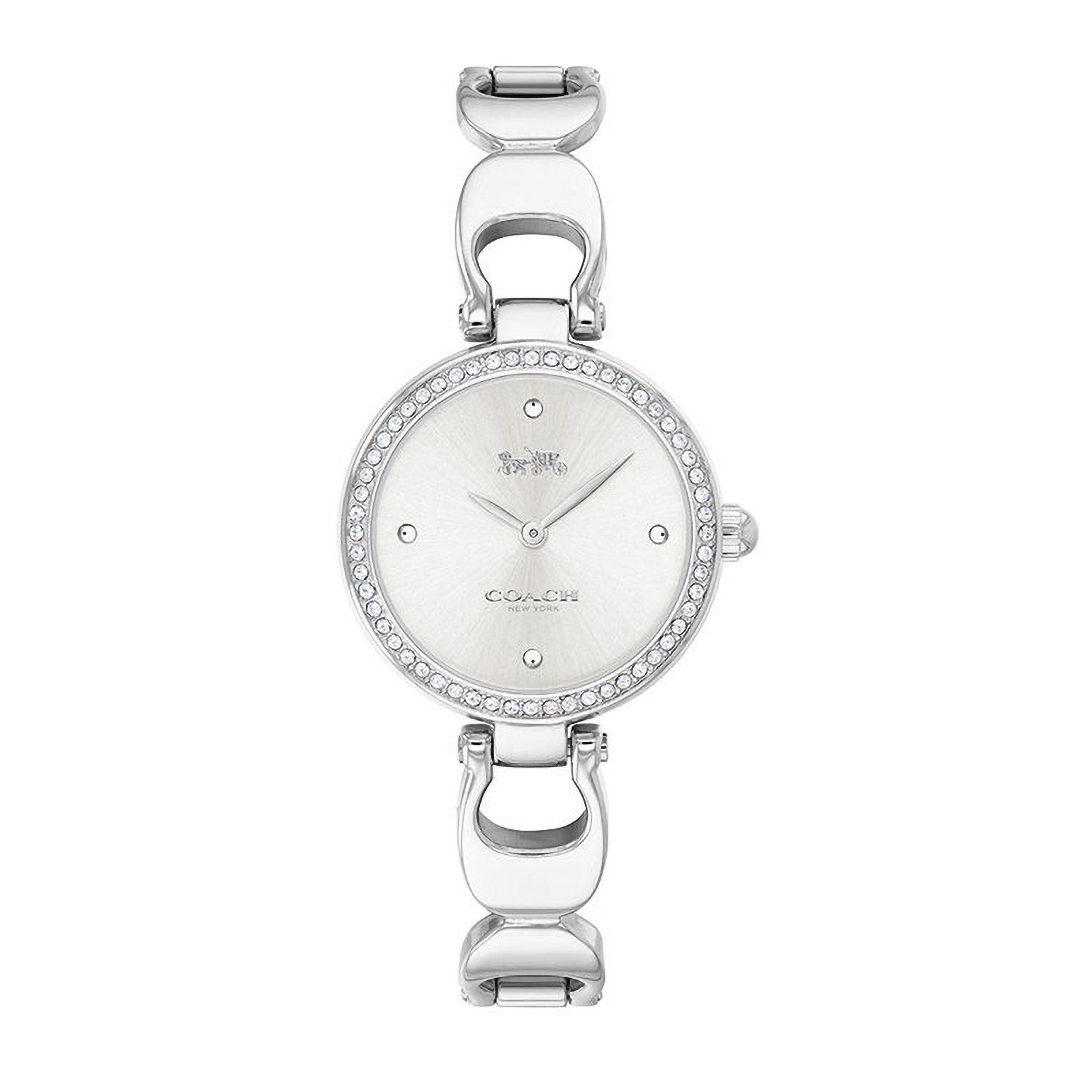 Ladies Park Silver-Tone Stainless Steel Crystal Bangle Watch Silver Dial