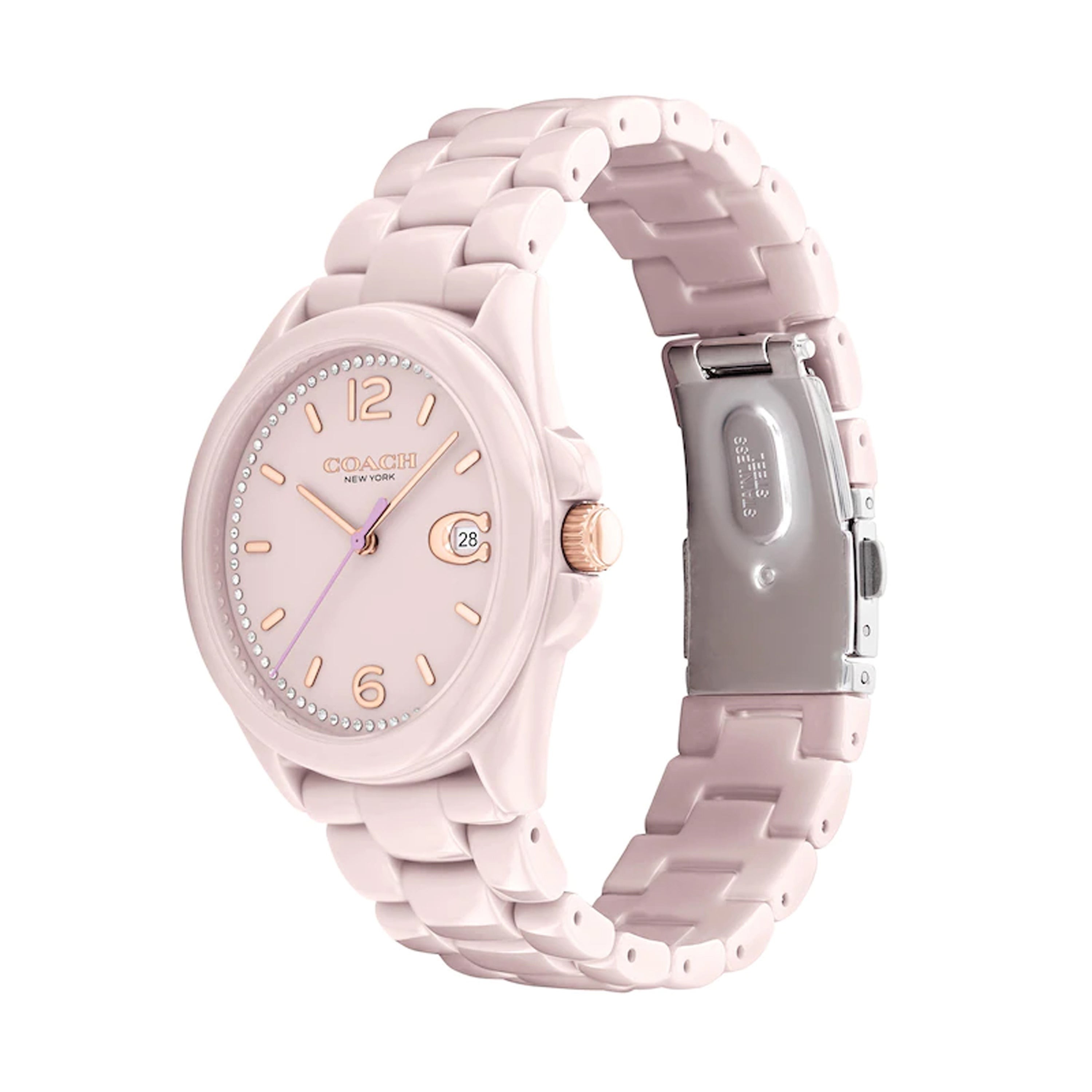 Ladies Greyson Blush Pink Ceramic Watch Blush Pink Dial