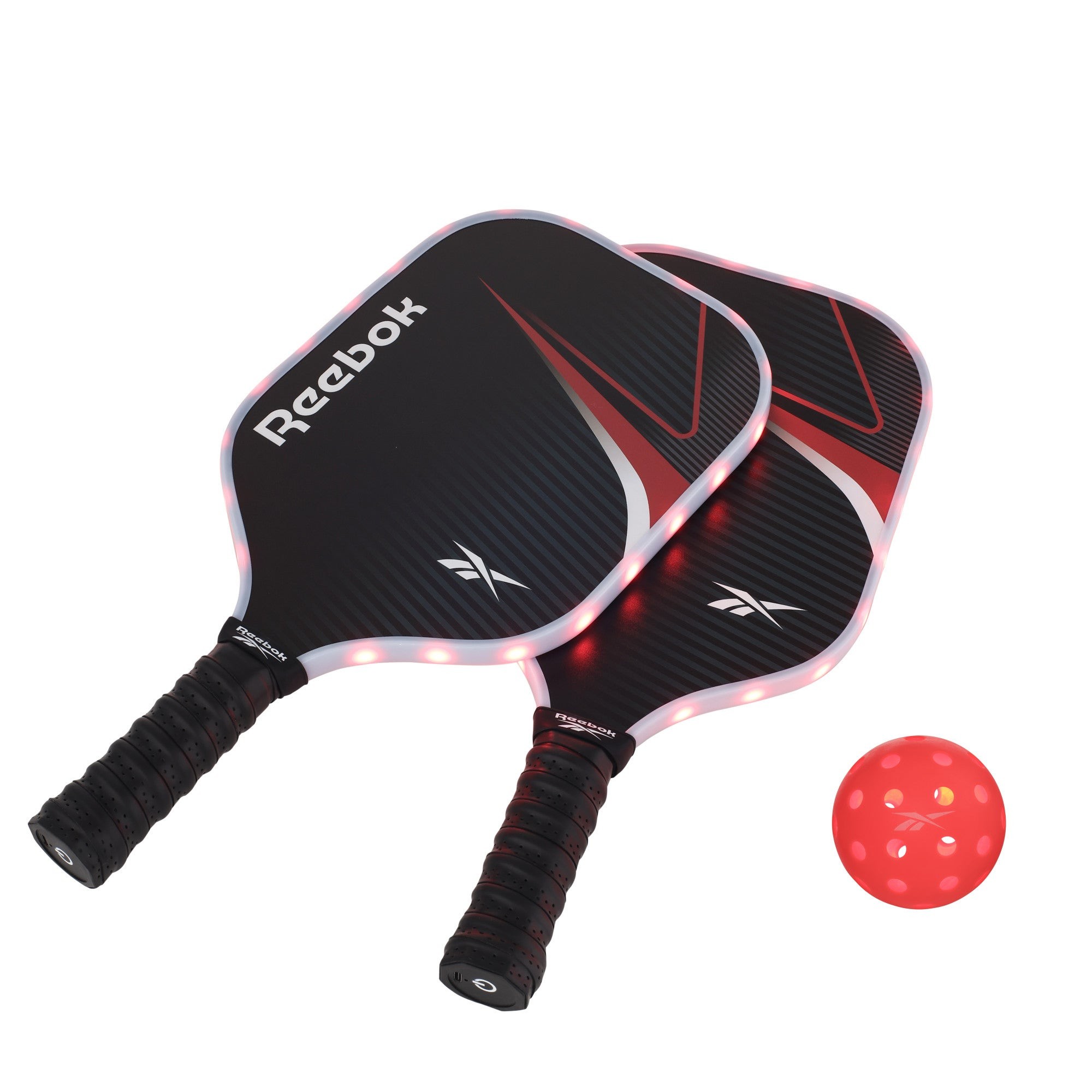 LED 2pc Fiberglass Pickleball Set Red