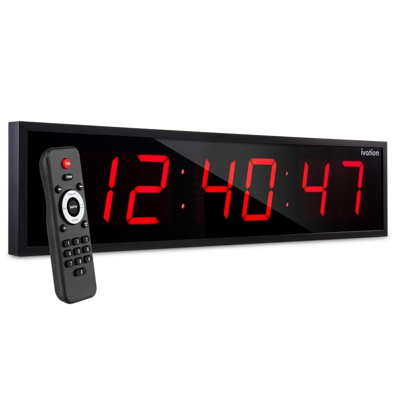 Large Digital Clock, 24" Led Wall Clock with Stopwatch, Alarms, Timer, Temp & Remote, Red