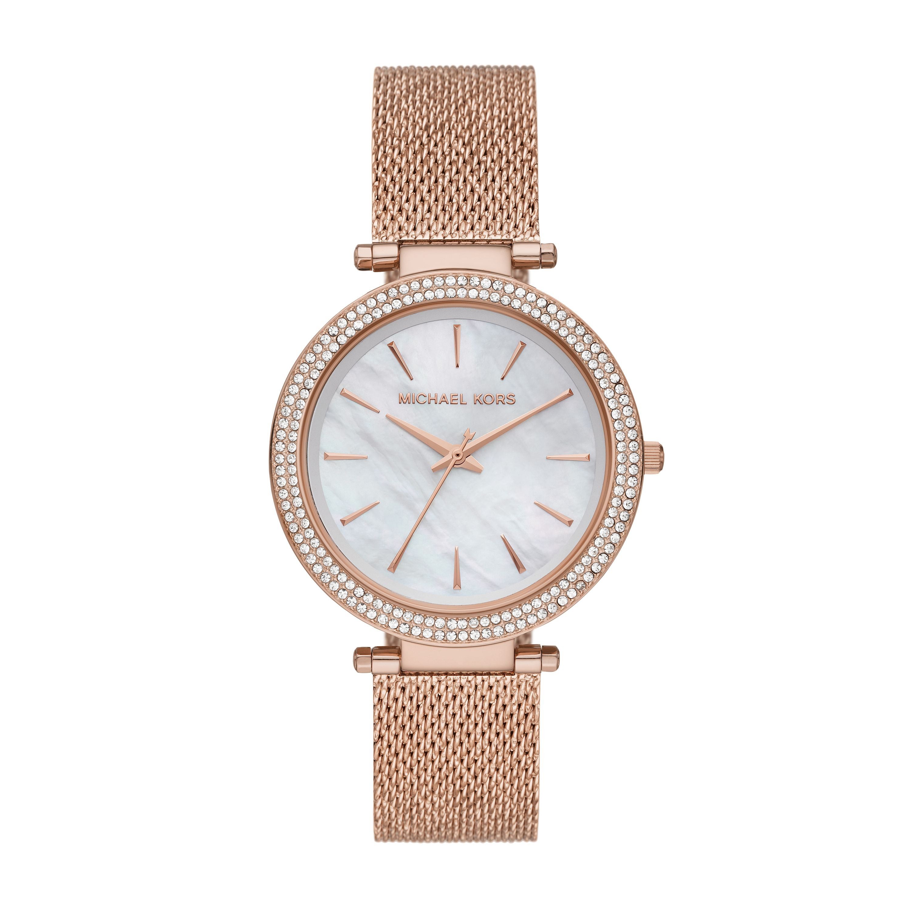 Ladies Darci Rose Gold Mesh Stainless Steel Watch Mother-of-Pearl Dial