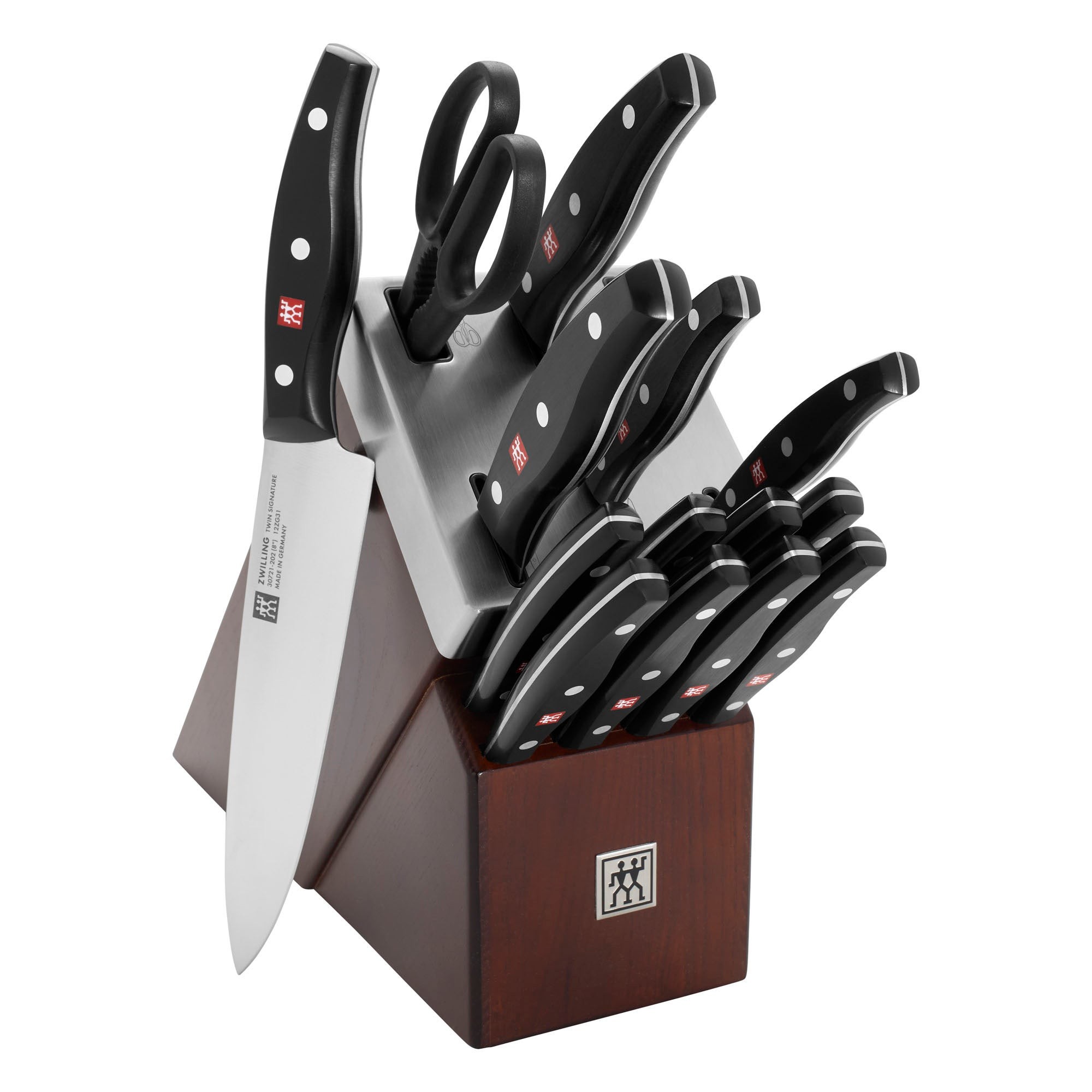 TWIN Signature 15pc Self-Sharpening Knife Block Set Brown Ash