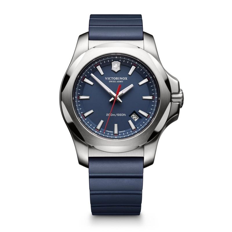 I.N.O.X. Silver & Blue Rubber Strap Watch Blue Dial