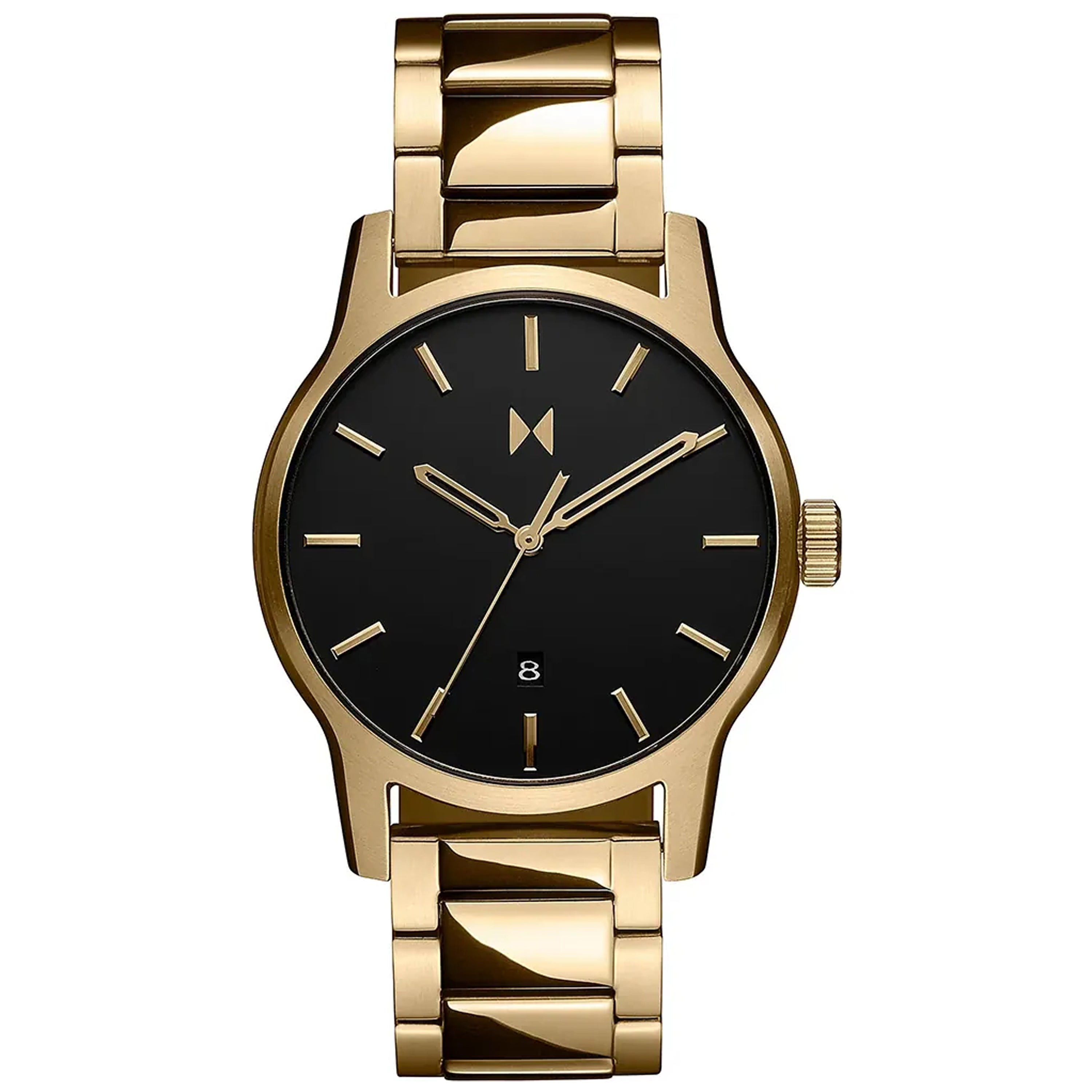 Mens Classic II Lion Gold Stainless Steel Watch Black Dial