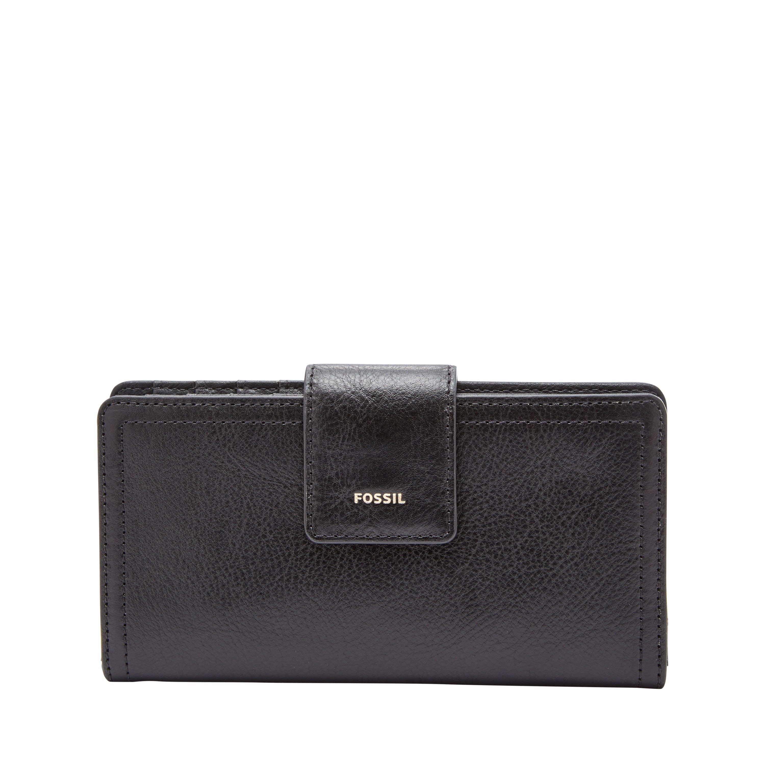 Logan Leather RFID Tab Clutch Wallet Black