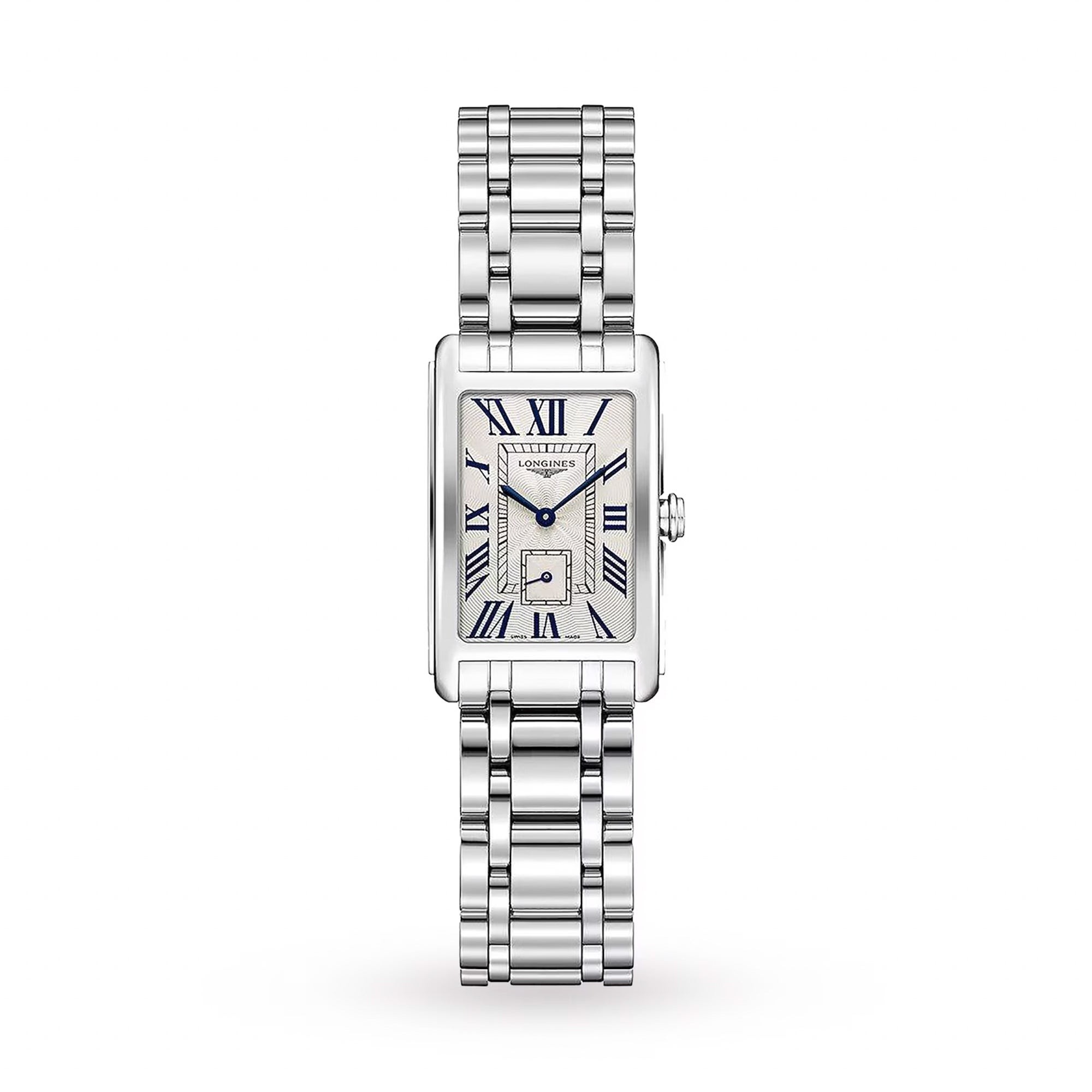 Ladies' DolceVita Stainless Steel Rectangle Watch, Silver Dial