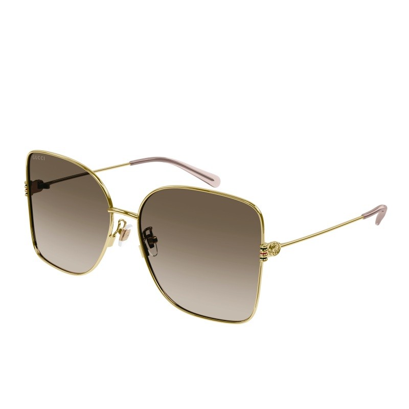 Women's Shiny Gold Rectangular Sunglasses
