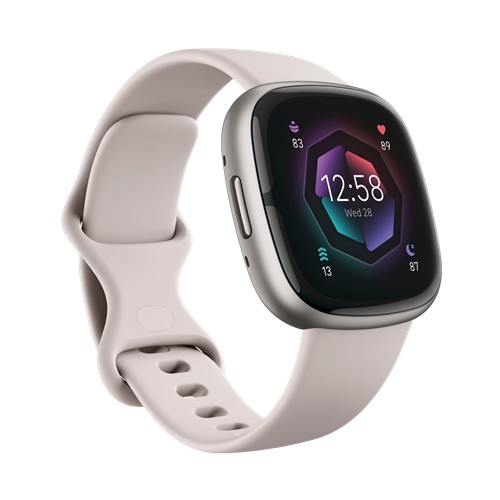 Fitbit Sense 2 Smartwatch Lunar White/Platinum Aluminum