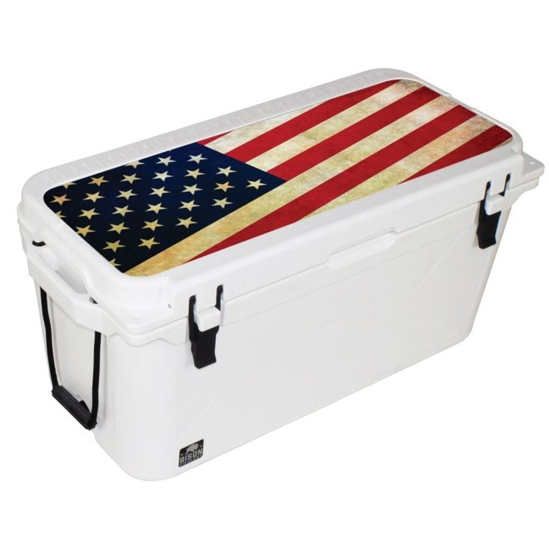 75 QT White American Flag Bison Cooler