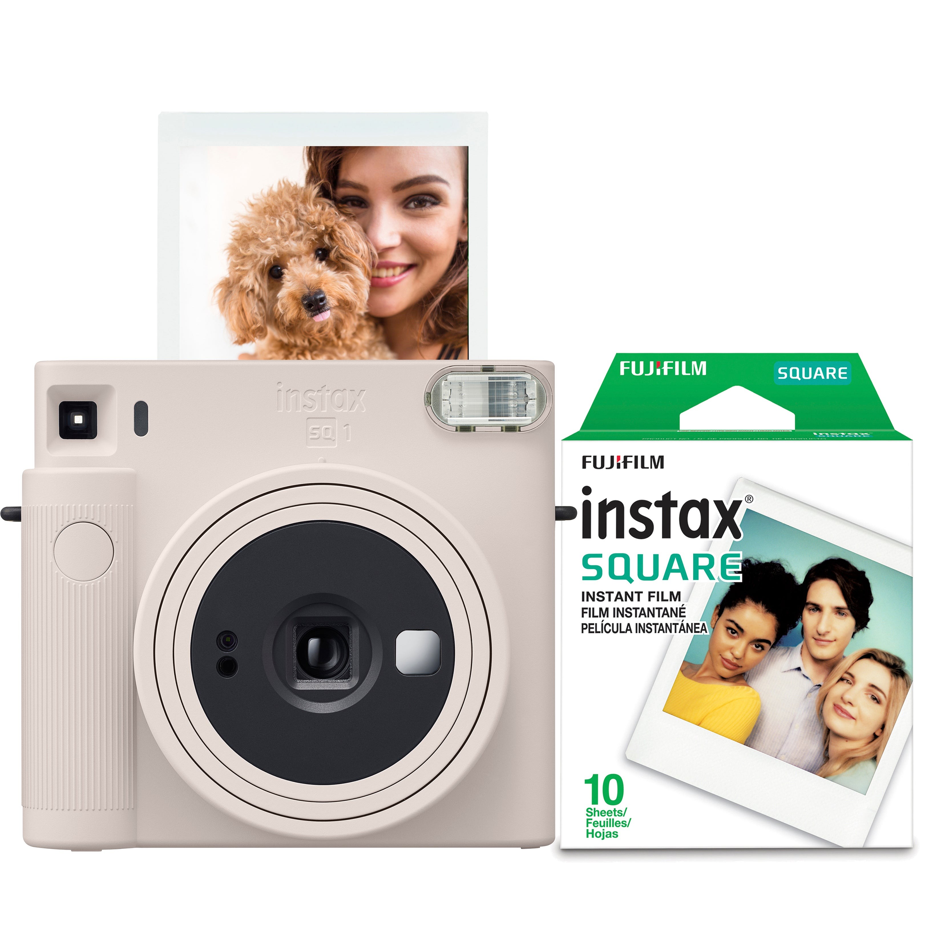Instax Square SQ1 Instant Camera w/ 10 Count Film Chalk White