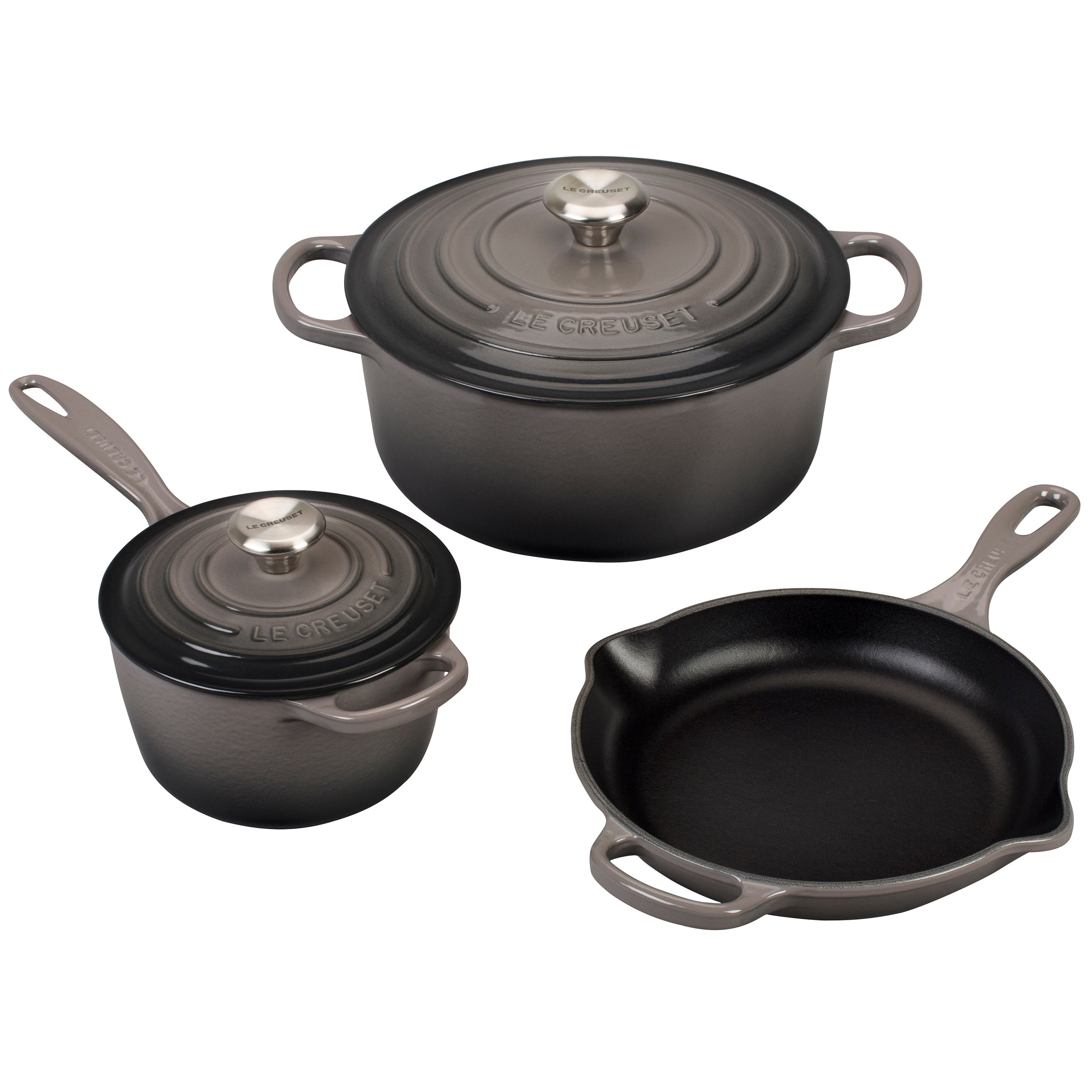 5pc Signature Cast Iron Cookware Set Oyster