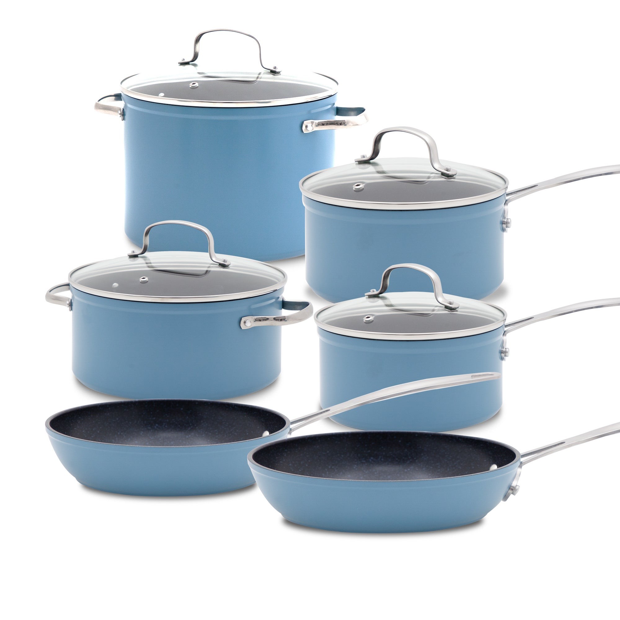 Duralon Blue 10pc Nonstick Cookware Set Cozy Blue