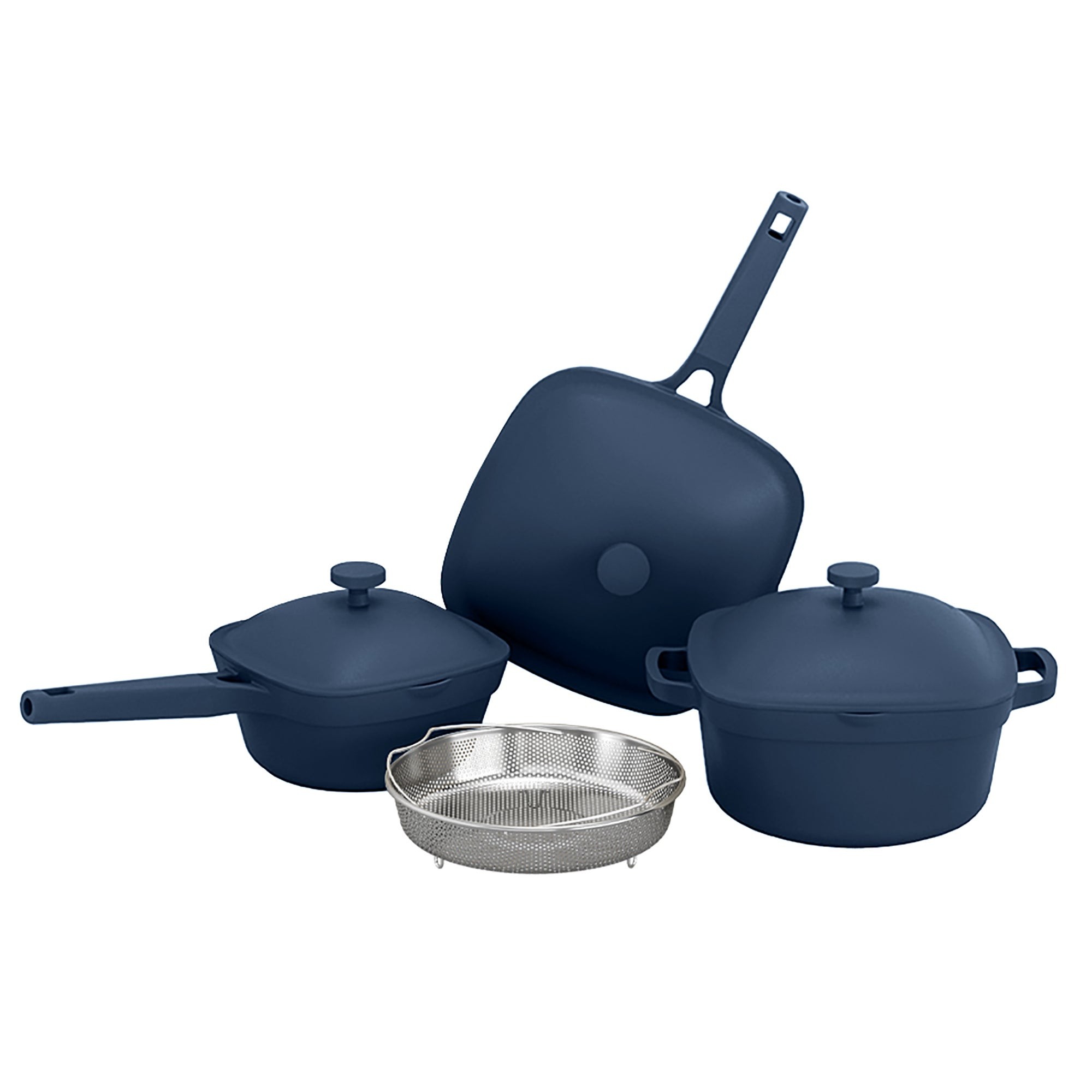 7pc Nonstick Ceramic Cast Aluminum Cookware Set Blue