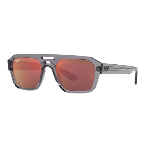 Ray-Ban Corrigan Bio-Based Sunglasses Transparent Grey/Dark Violet Red Mirror, Size 54 Frame