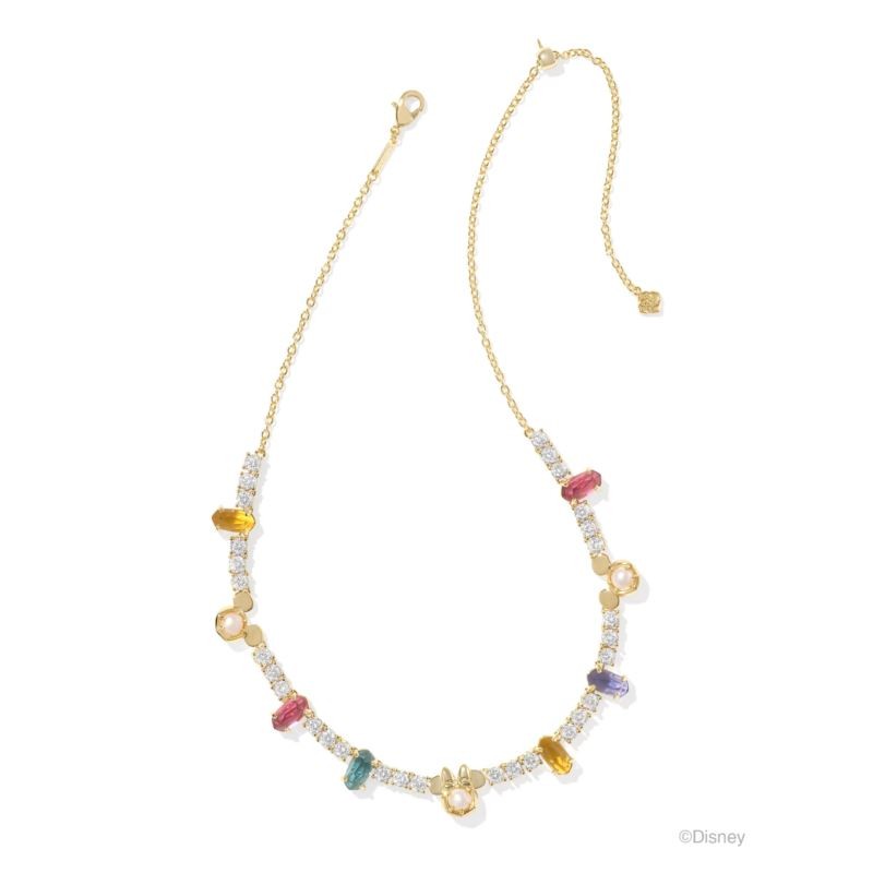 Disney Gold Mickey & Minnie Tennis Necklace in Multi Mix