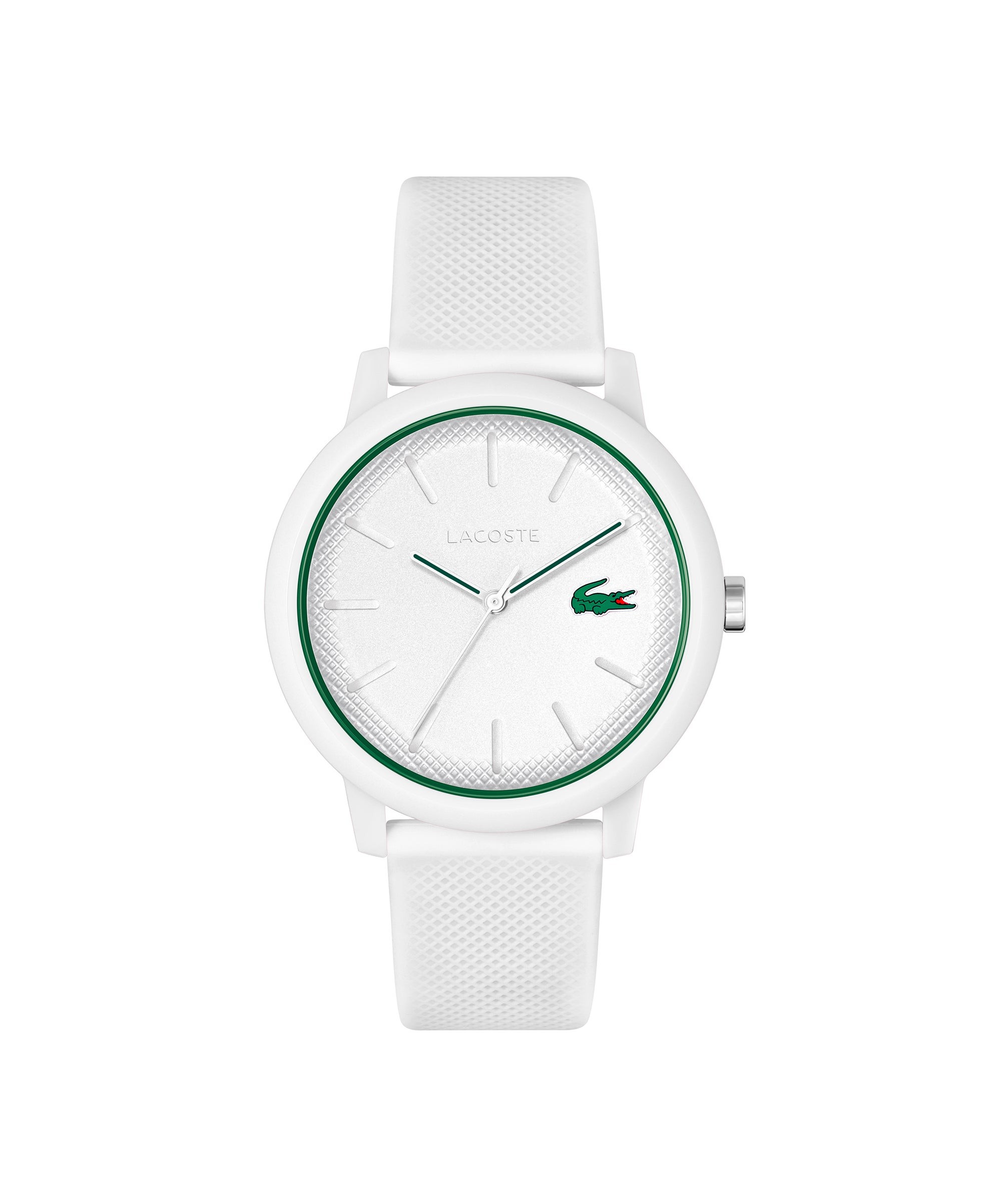 Mens 12.12 White & Green Silicone Strap Watch White Dial