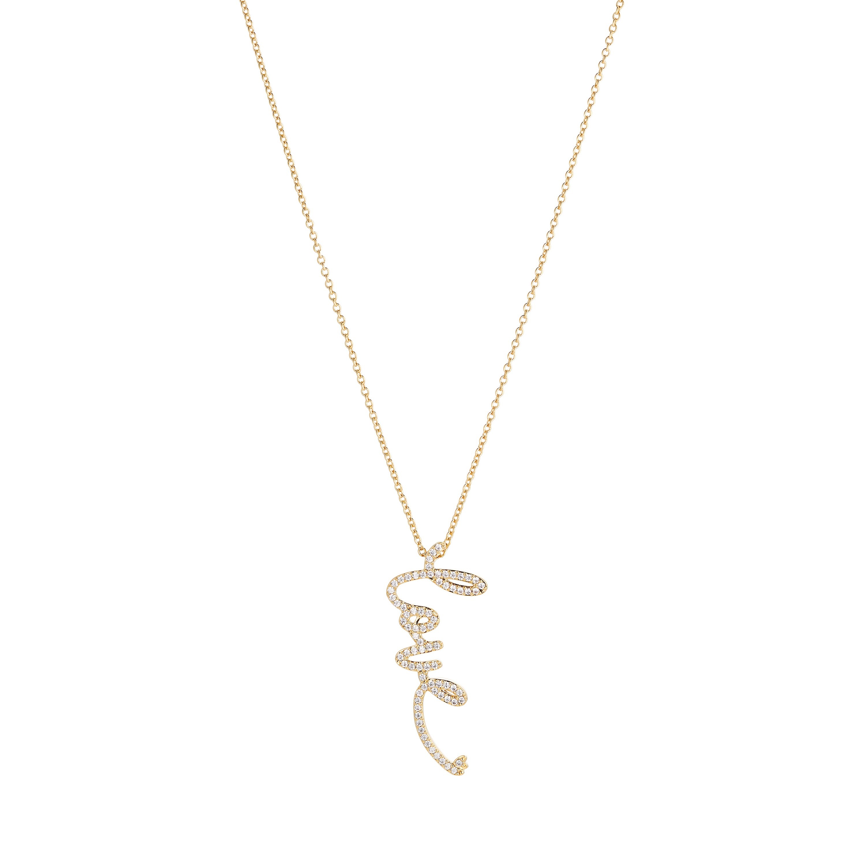 Pave Love Necklace Gold