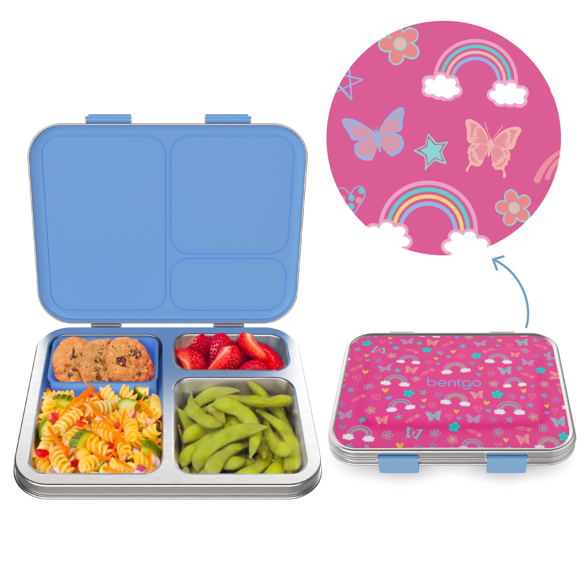 Kids Prints Stainless Steel Lunch Box Rainbows & Butterflies