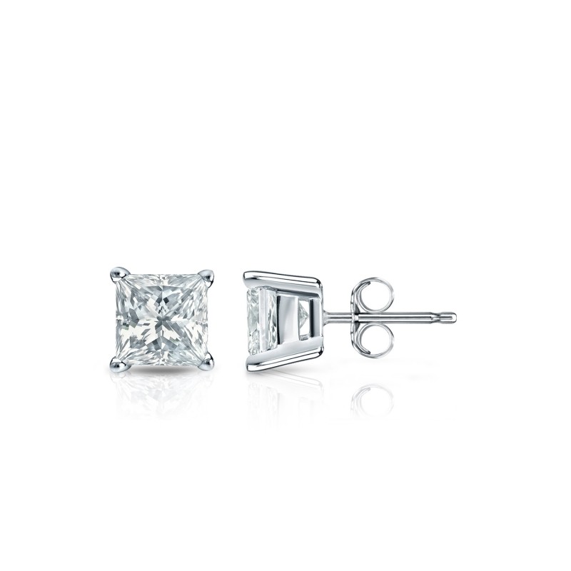 Princess cut Lab Grown Diamond Stud in 14K White Gold 0.20ct