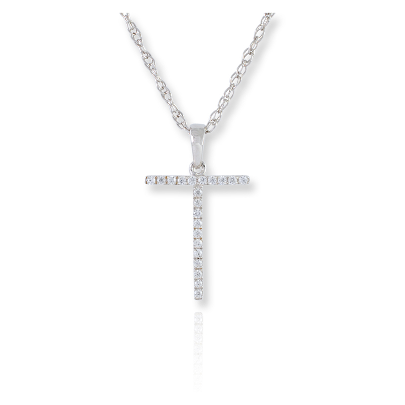 Diamond Initial T Necklace - (White Gold)