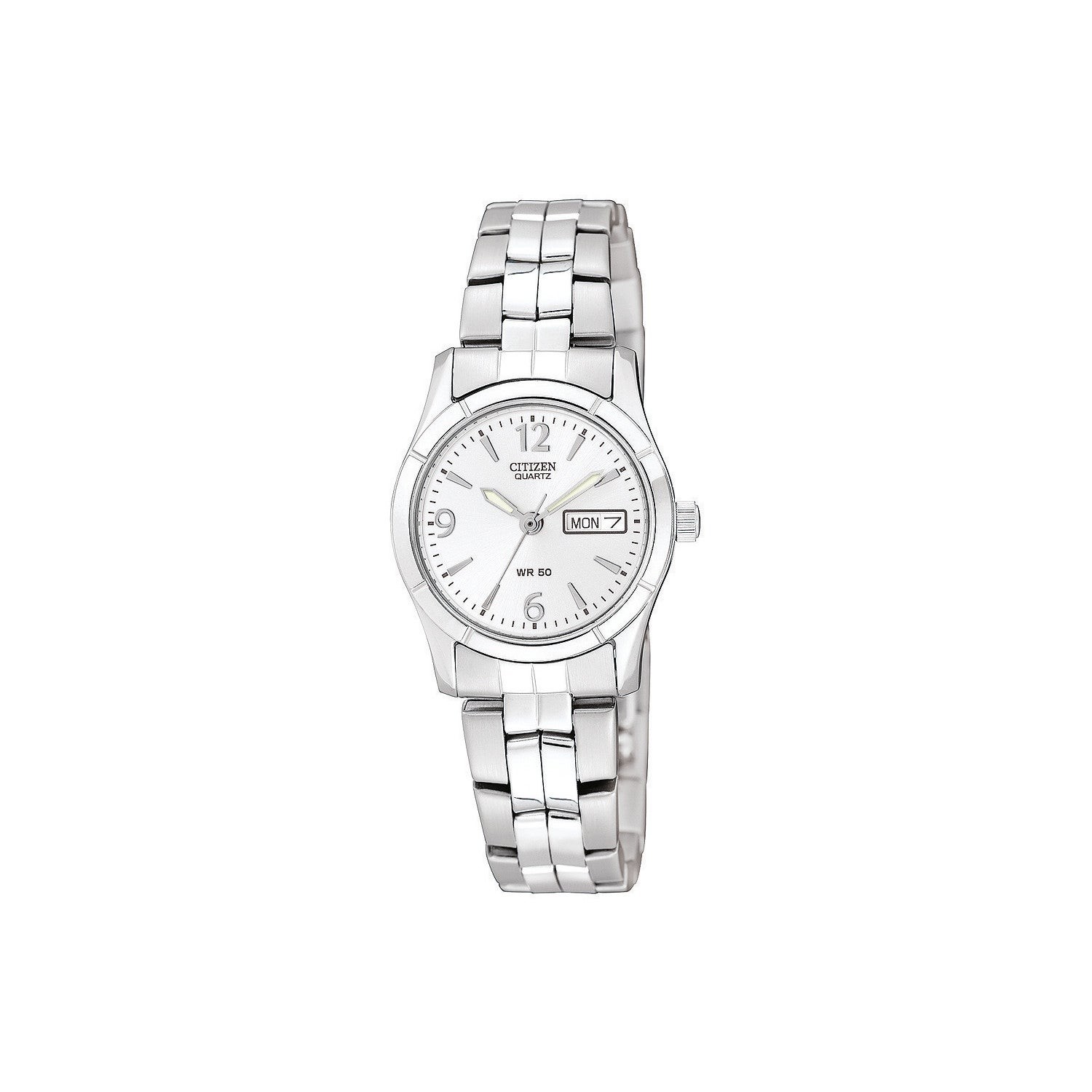 Ladies Quartz Silver-Tone Stainless Steel Watch Silver Dial