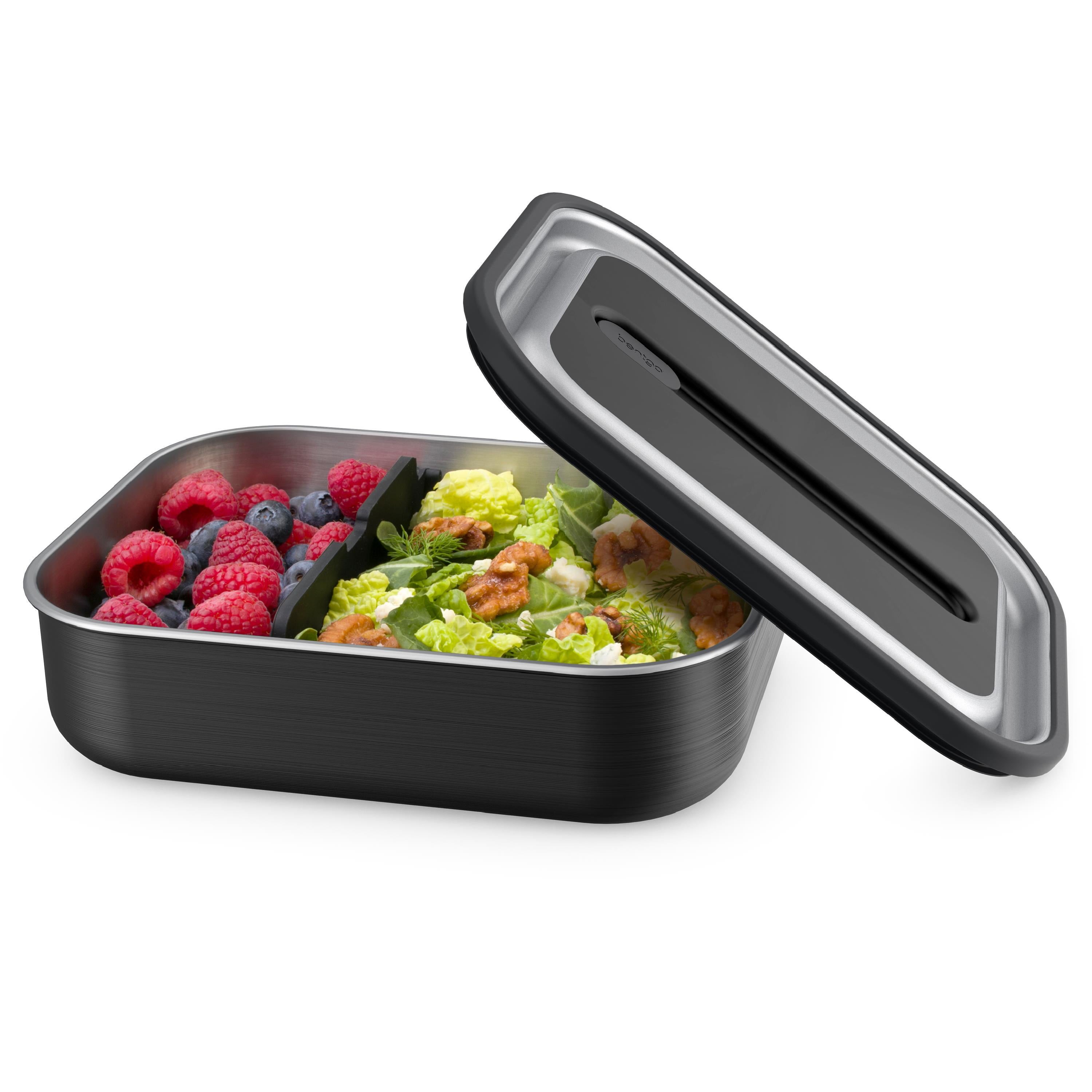 MicroSteal Microwaveable Leakproof Lunch Box w/ Divider Carbon Black